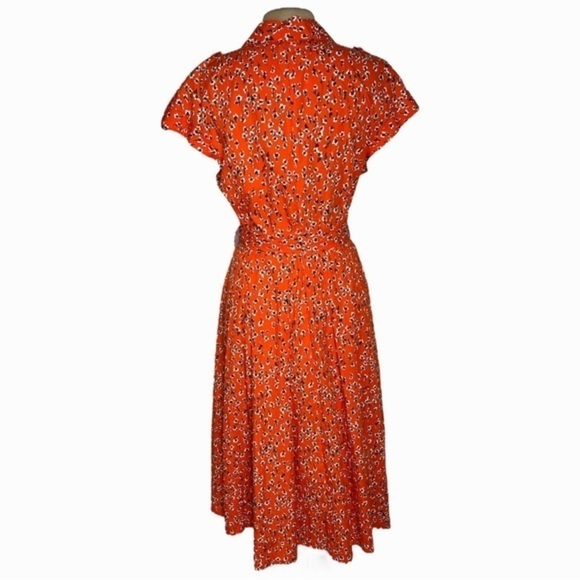 Lela Rose size 14 Vermillion double breasted floral shirt dress sex in the city - Picture 7 of 16